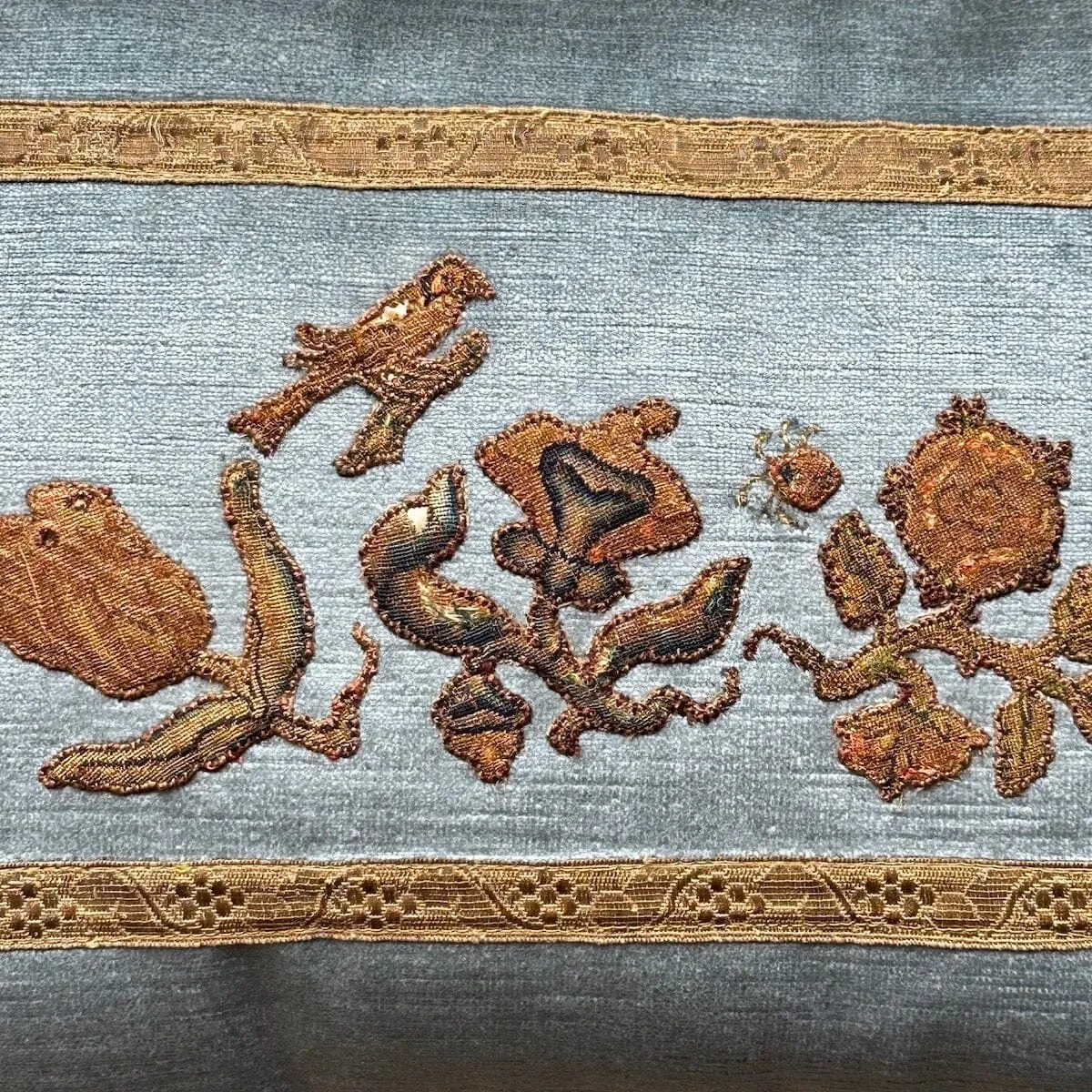 "RESERVED" English 17th C. Tent Stitch Embroidery Applique (#A102123 | 12 x 16")