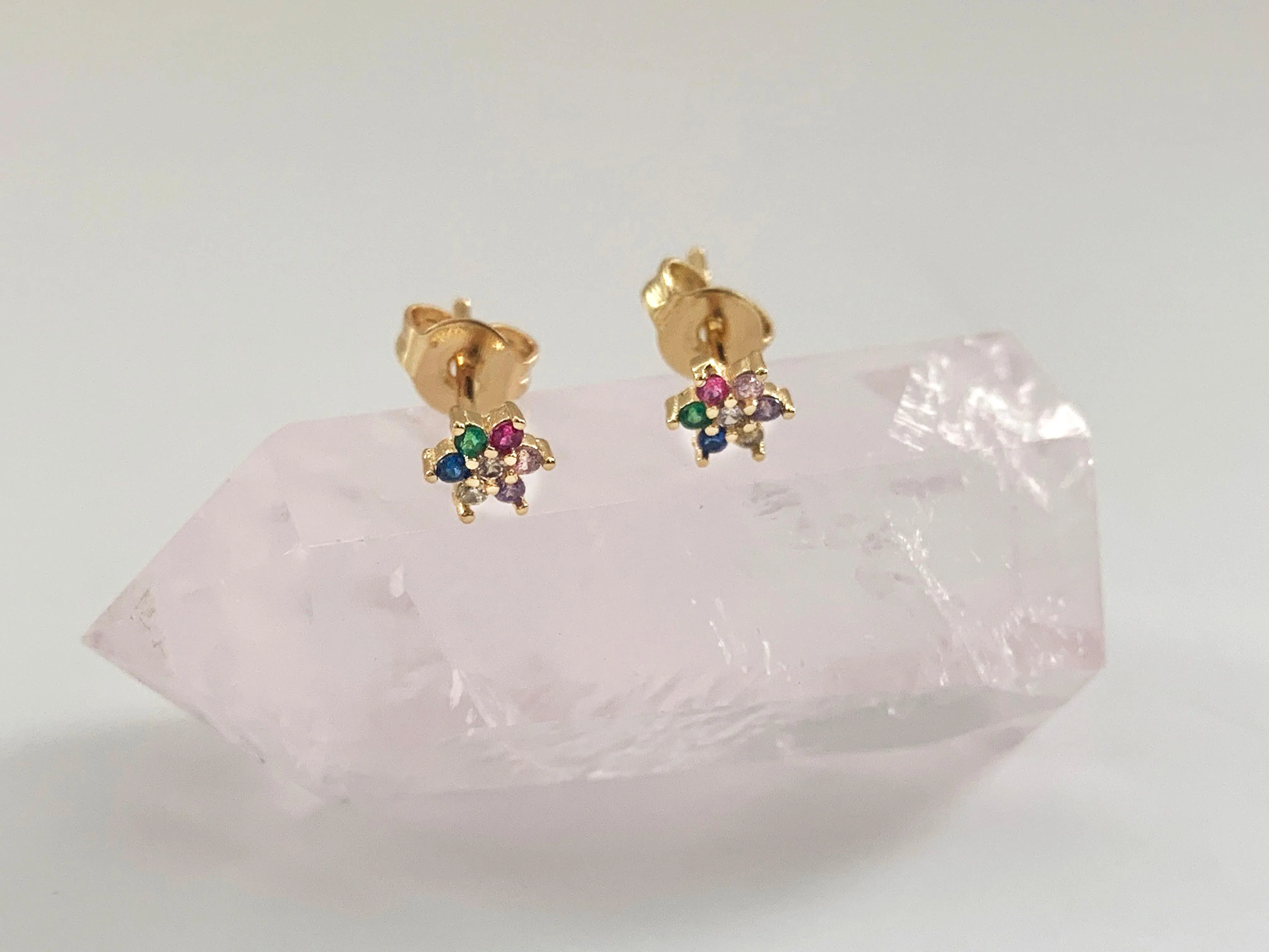 Rainbow Stud Earrings | 925 Sterling Silver & 14K Gold Vermeil