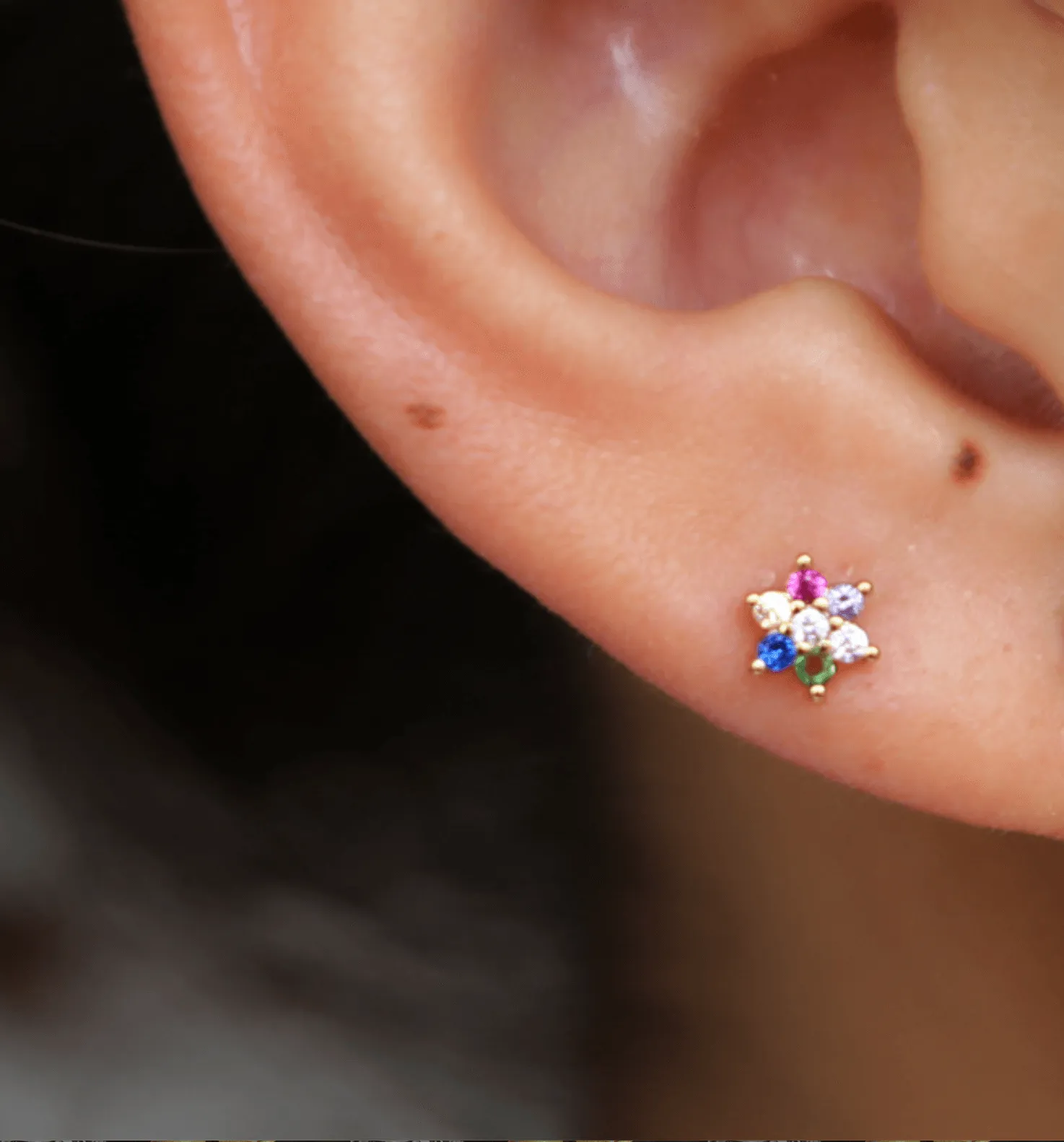 Rainbow Stud Earrings | 925 Sterling Silver & 14K Gold Vermeil