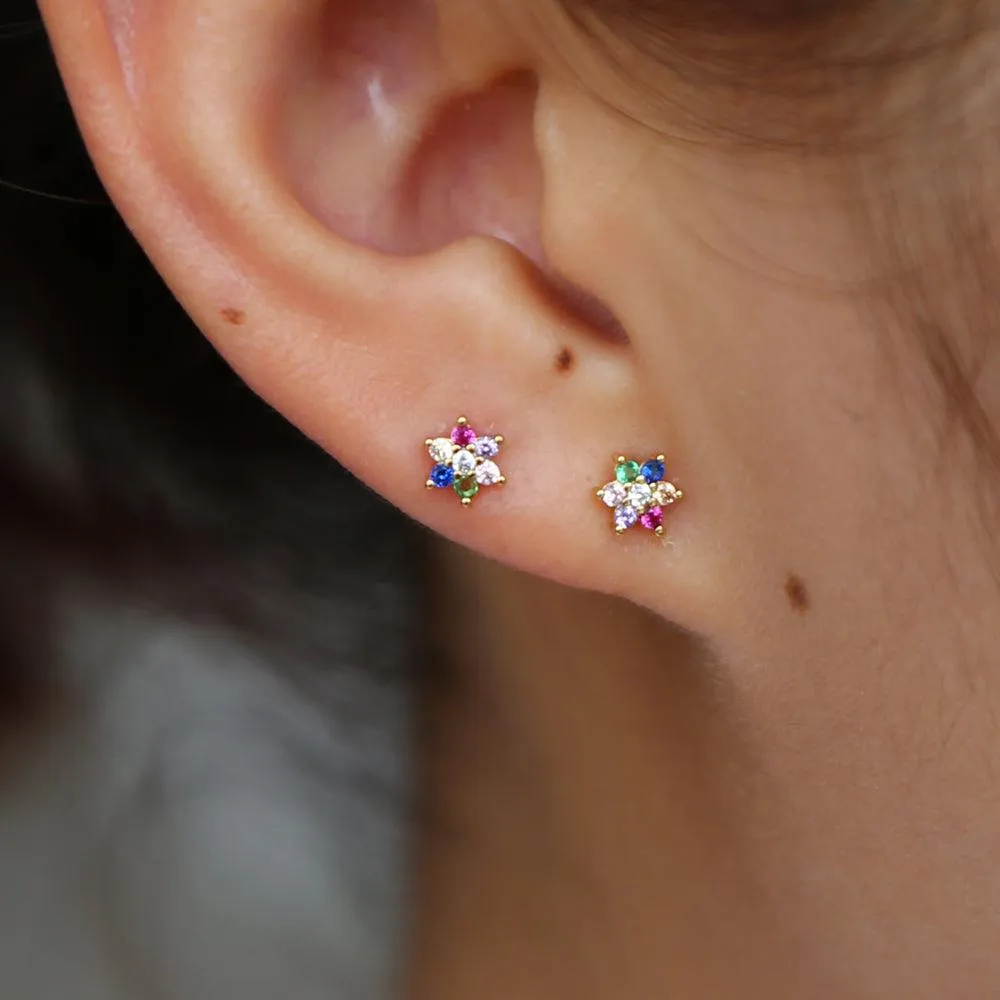 Rainbow Stud Earrings | 925 Sterling Silver & 14K Gold Vermeil