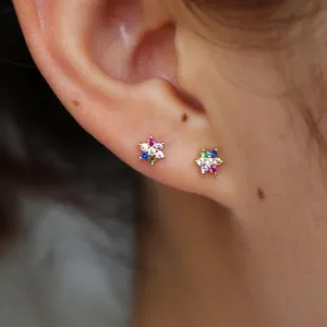 Rainbow Stud Earrings | 925 Sterling Silver & 14K Gold Vermeil