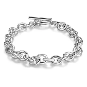 Real Solid 925 Sterling Silver Bracelets Oval Link Chain Simple Fashion Jewelry
