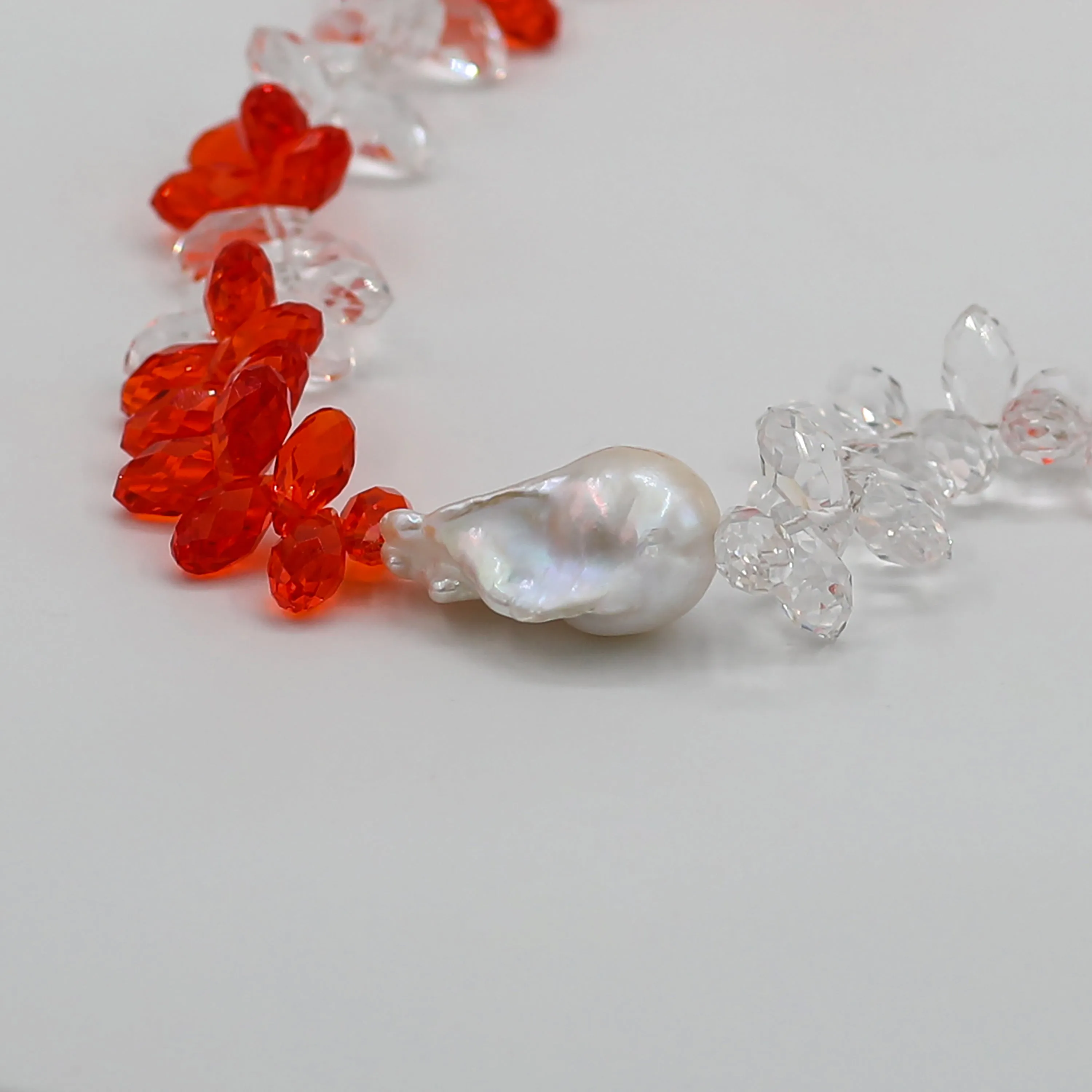 Red and Crystal Pearl Necklace