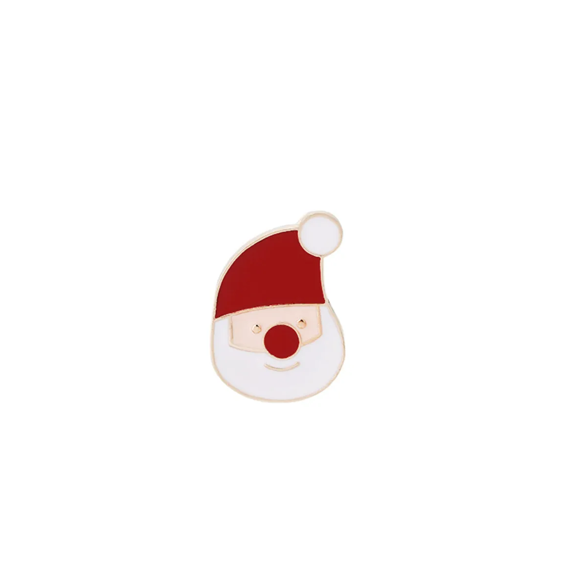 Red Enamel & 18K Gold-Plated Santa Brooch