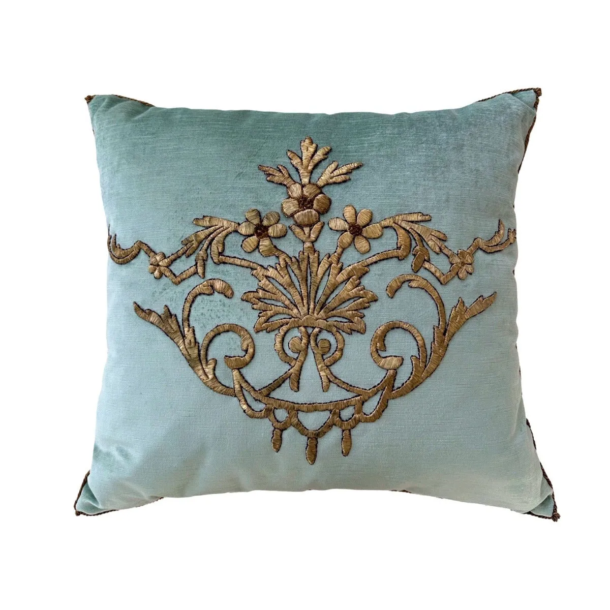 RESERVED: Antique Ottoman Empire Raised Gold Metallic Embroidery (#E060623A&B | 21 x 22 1/2")
