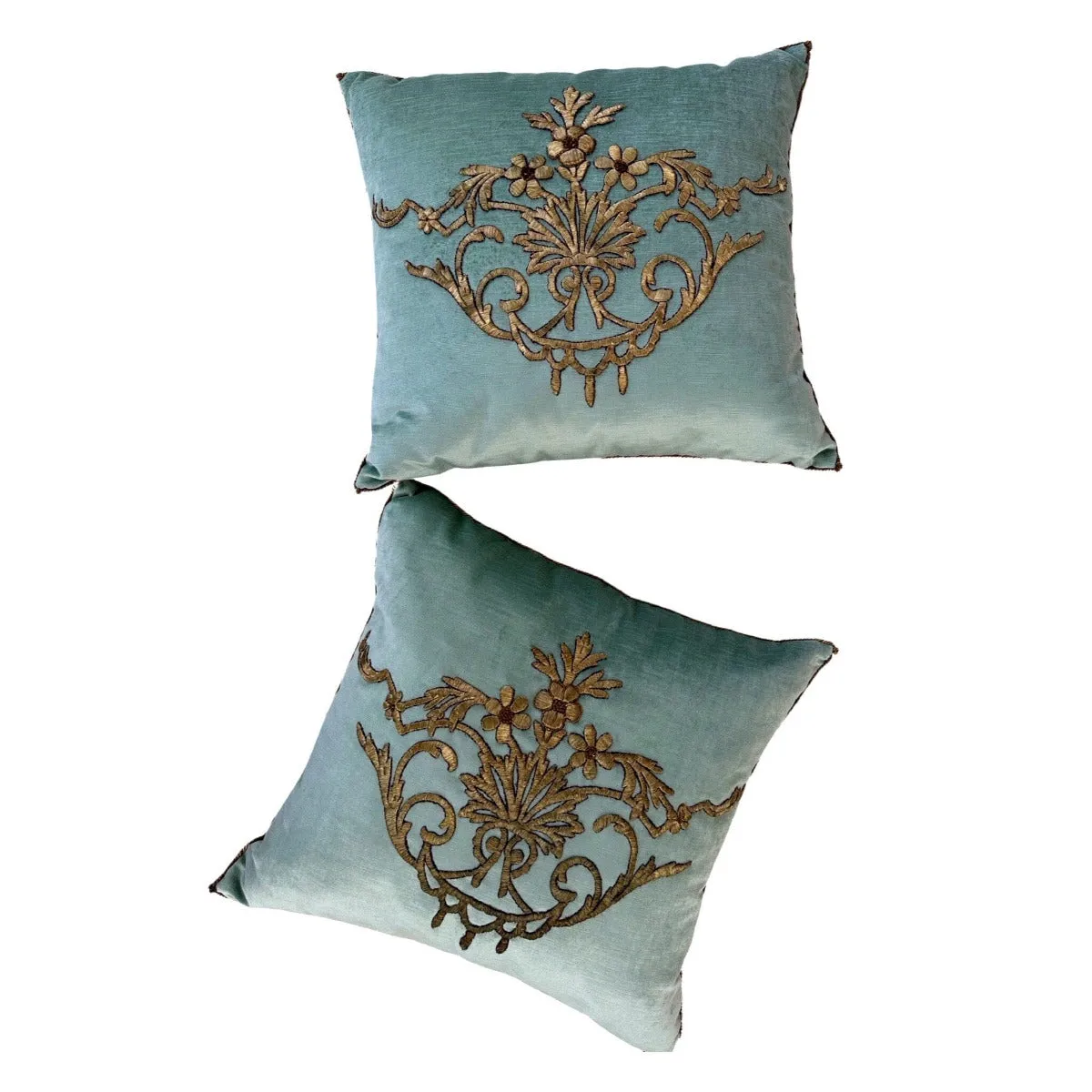 RESERVED: Antique Ottoman Empire Raised Gold Metallic Embroidery (#E060623A&B | 21 x 22 1/2")