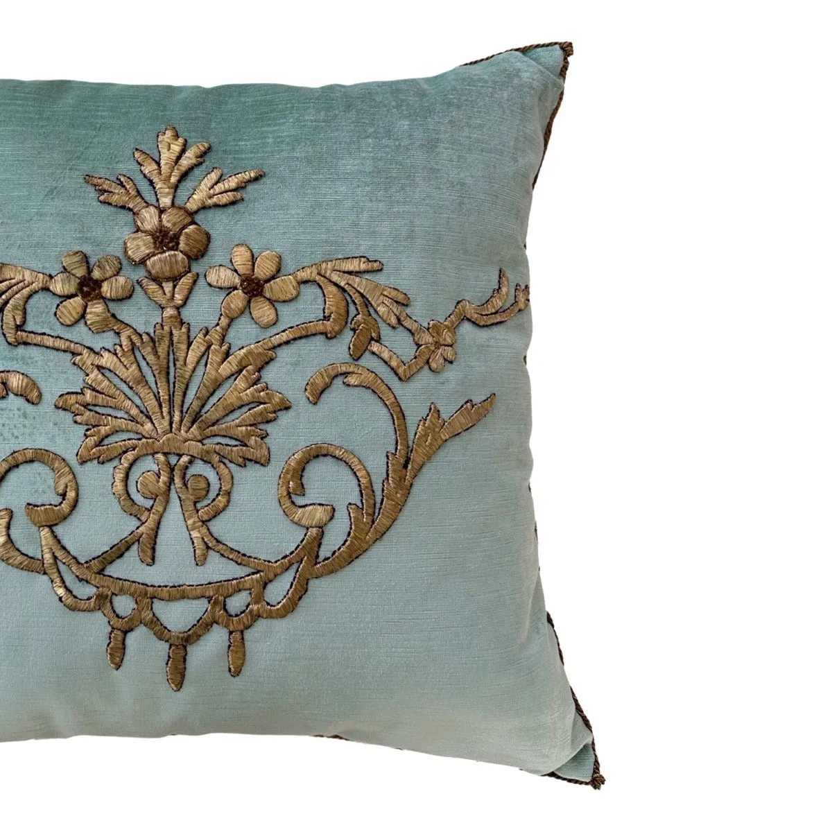 RESERVED: Antique Ottoman Empire Raised Gold Metallic Embroidery (#E060623A&B | 21 x 22 1/2")