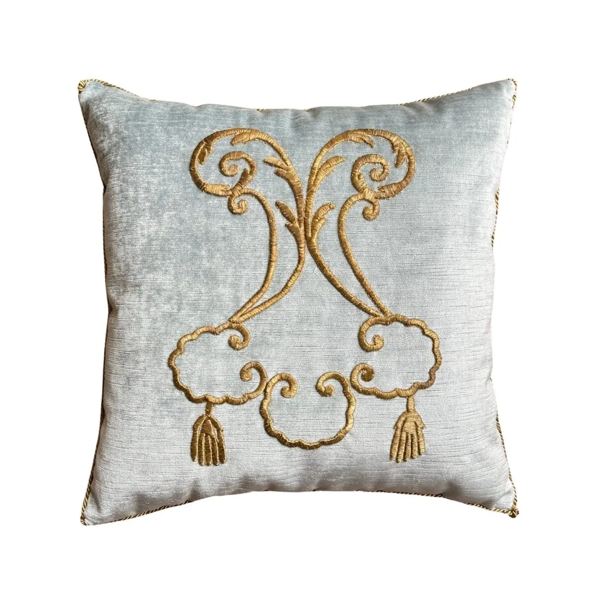 RESERVED: Antique Ottoman Empire Raised Gold Metallic Embroidery (#E131423A&B | 17 x 17")