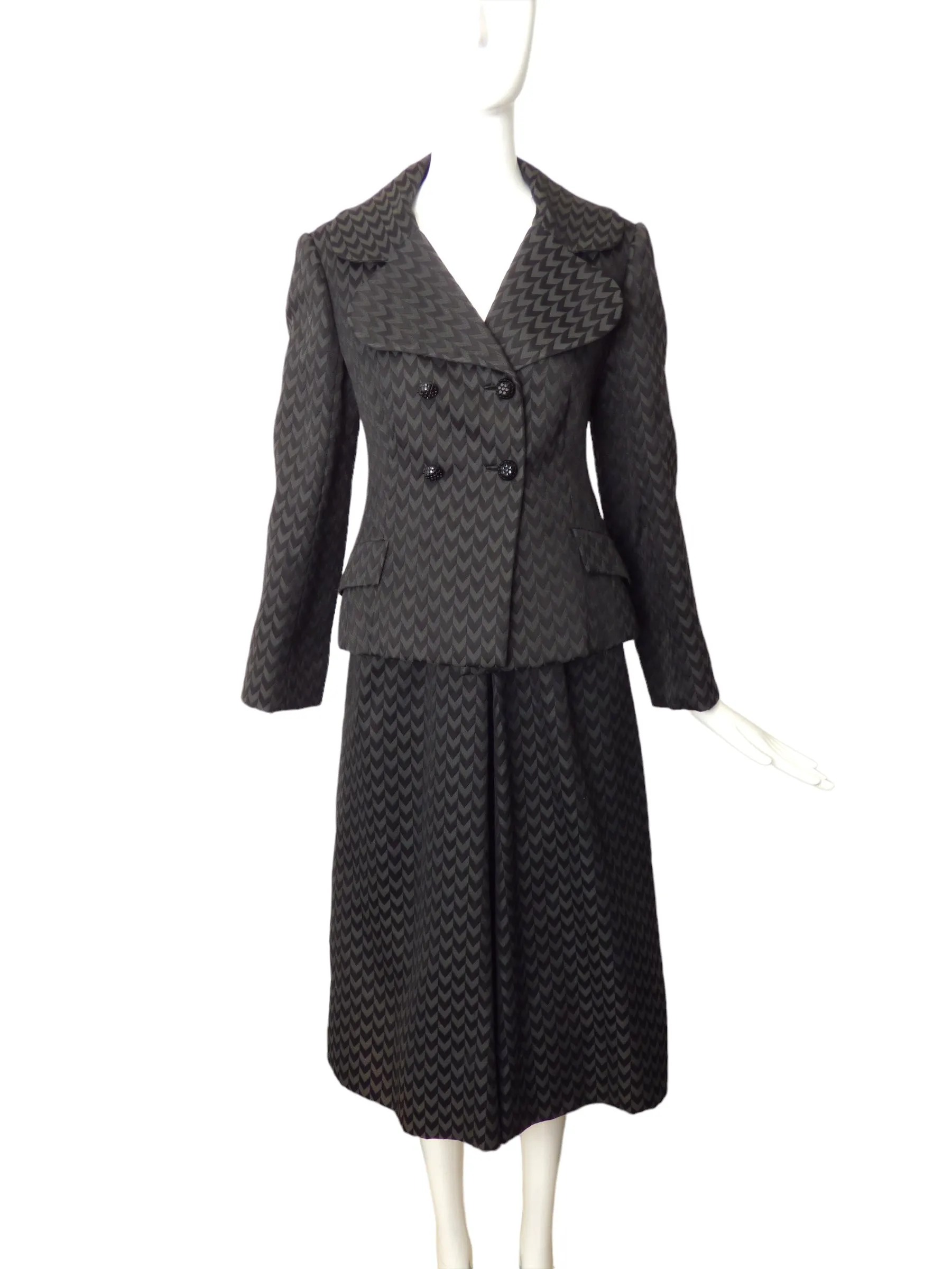 RONALD AMEY- 1960s Chevron Skirt Suit, Size-8
