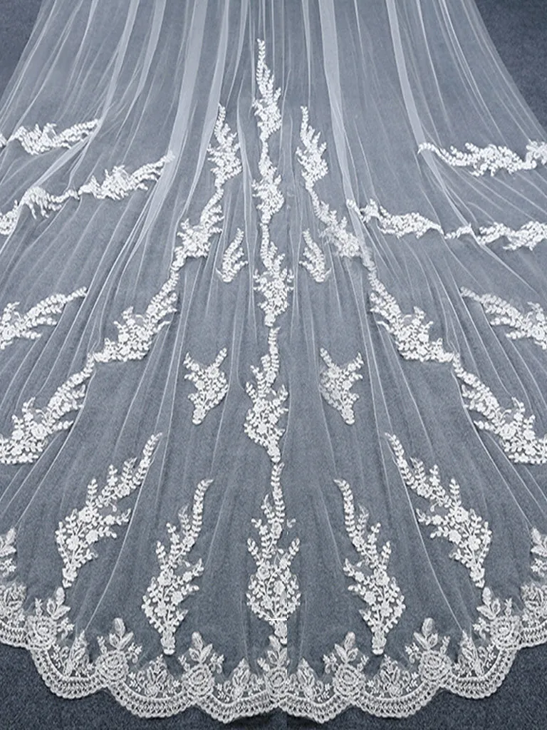 Roycebridal Vintage Floral Lace Cathedral Veil Bridal Veil Wedding Veil
