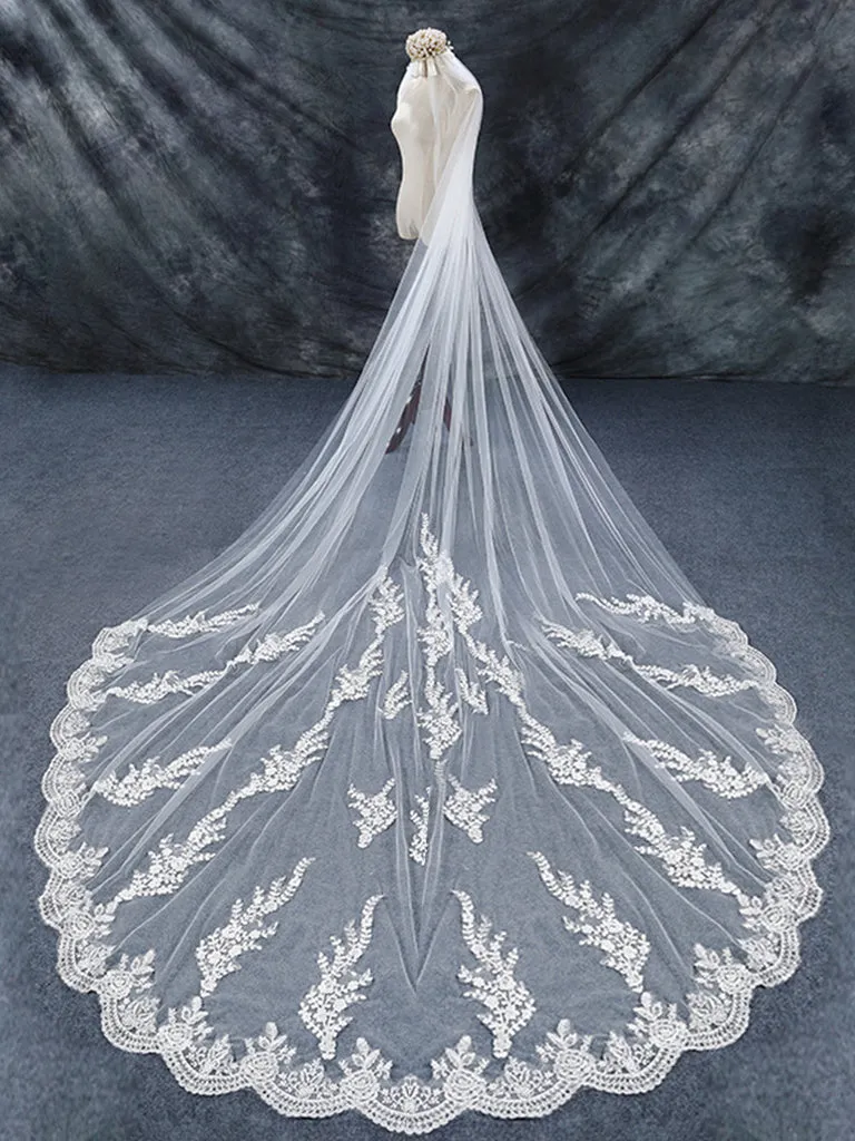 Roycebridal Vintage Floral Lace Cathedral Veil Bridal Veil Wedding Veil