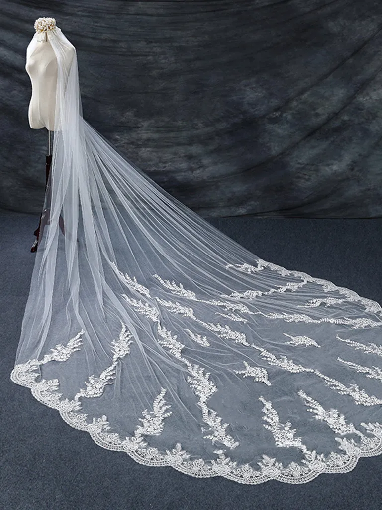 Roycebridal Vintage Floral Lace Cathedral Veil Bridal Veil Wedding Veil