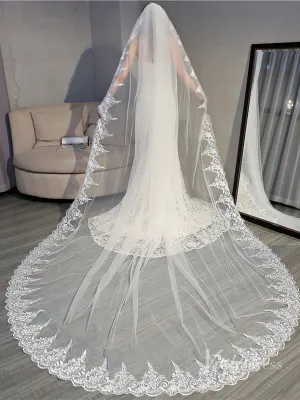 Roycebridal Vintage Ivory Cathedral Mantilla Veil Viniodress TS18005