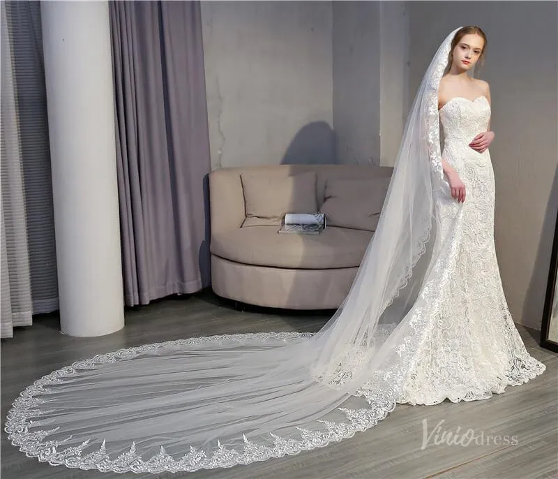 Roycebridal Vintage Ivory Cathedral Mantilla Veil Viniodress TS18005