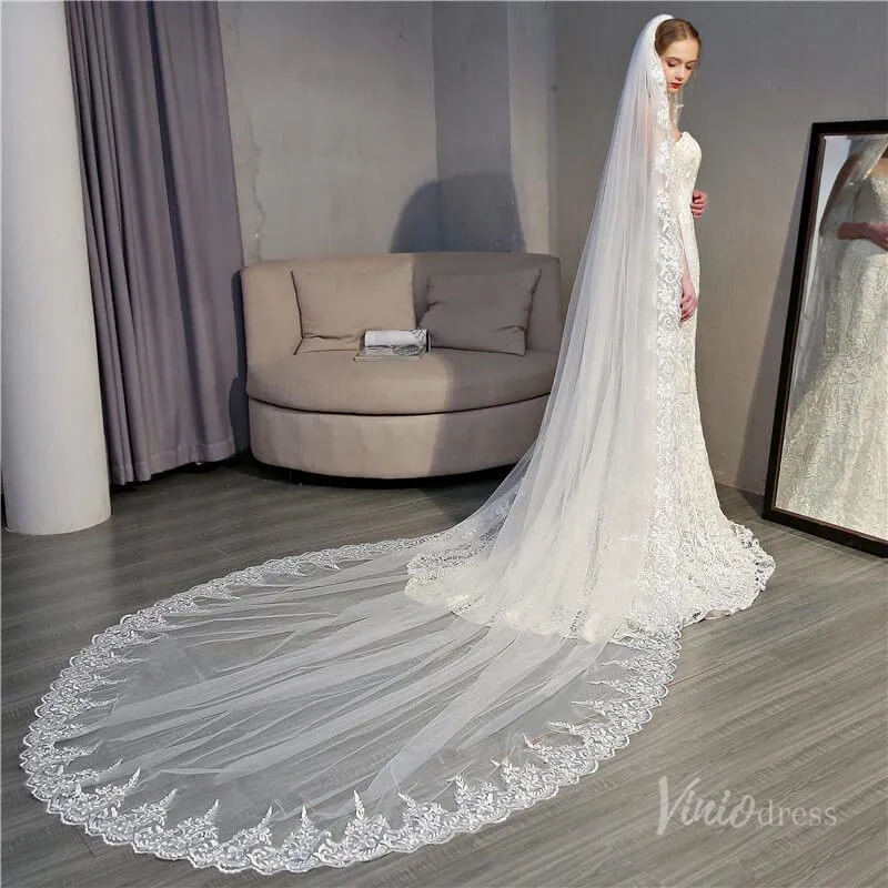 Roycebridal Vintage Ivory Cathedral Mantilla Veil Viniodress TS18005