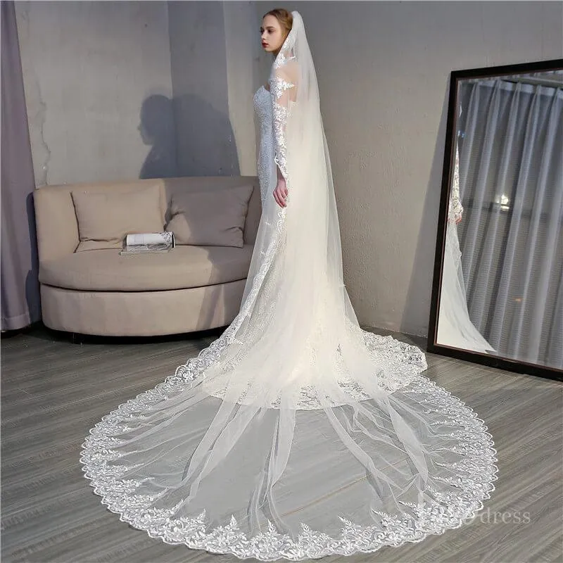 Roycebridal Vintage Ivory Cathedral Mantilla Veil Viniodress TS18005