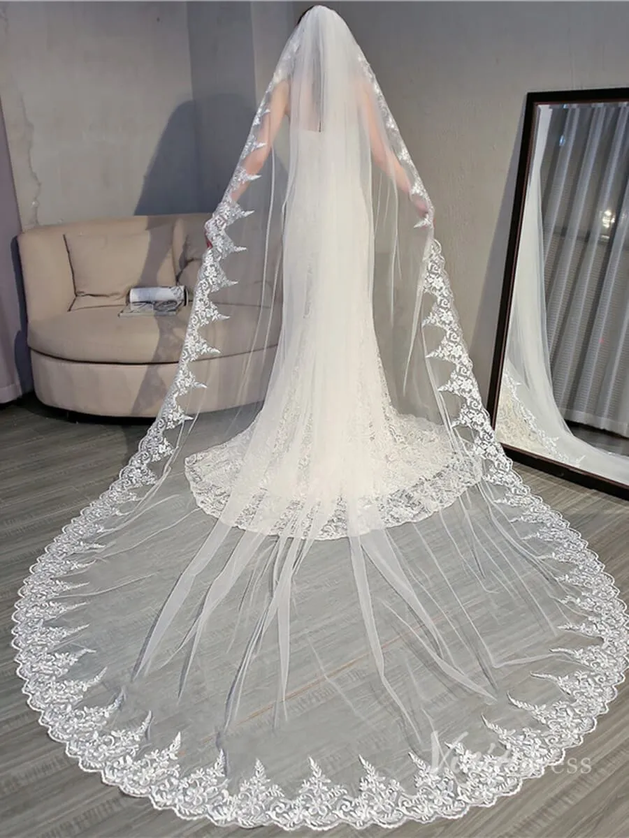 Roycebridal Vintage Ivory Cathedral Mantilla Veil Viniodress TS18005