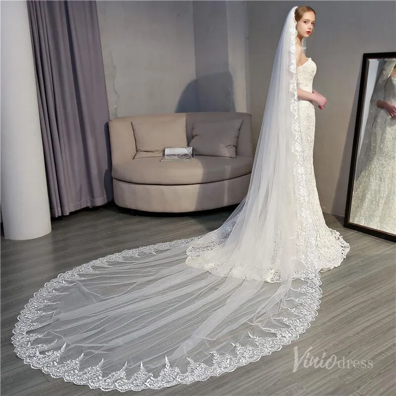 Roycebridal Vintage Ivory Cathedral Mantilla Veil Viniodress TS18005