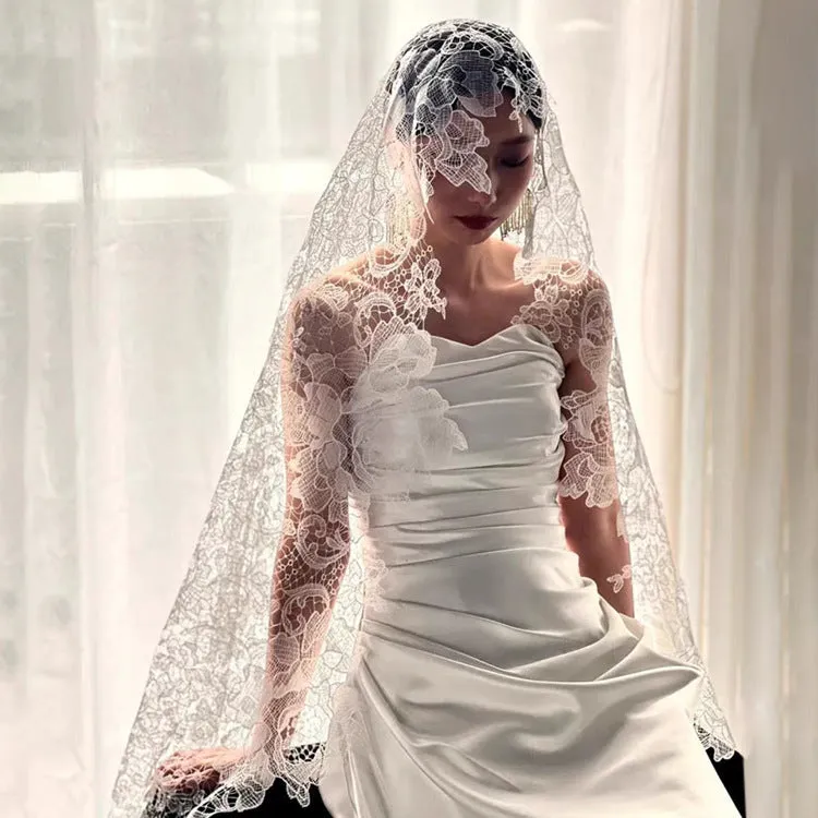 Roycebridal Vintage Lace Bridal Veil Viniodress LA002