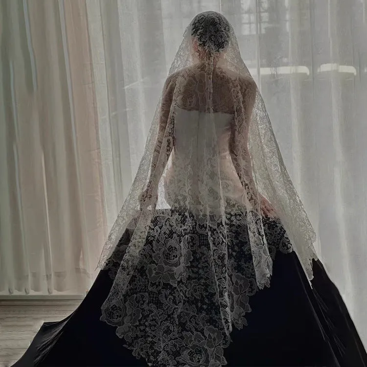 Roycebridal Vintage Lace Bridal Veil Viniodress LA002