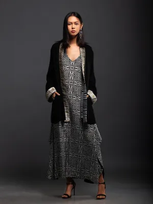 Sanskar by Sonam Dubal - Black Wool Brocade Bordered Cape