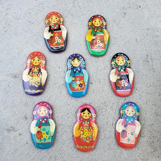 Set of 3 Nesting Doll Matryoshka Magnets in Assortment
