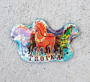 Set of Three Horse Magnet Russian Troika Magnet