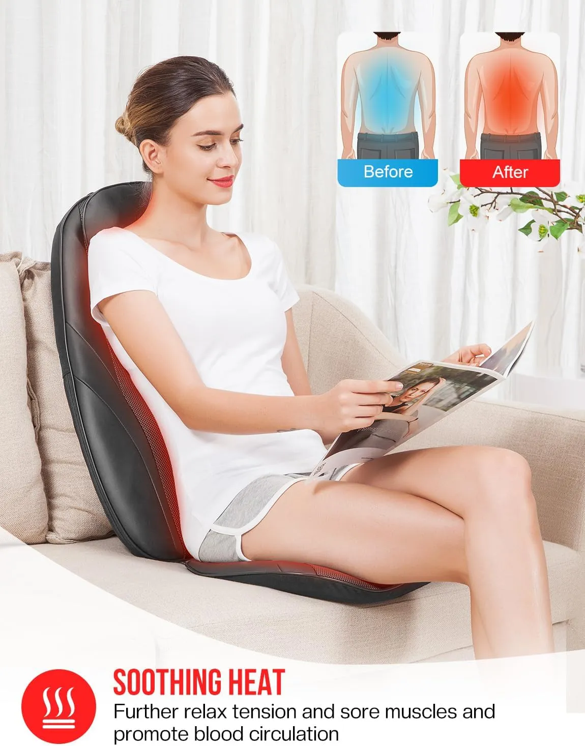 Shiatsu Massage Cushion with Heat Massage Chair Pad Kneading Back Massager