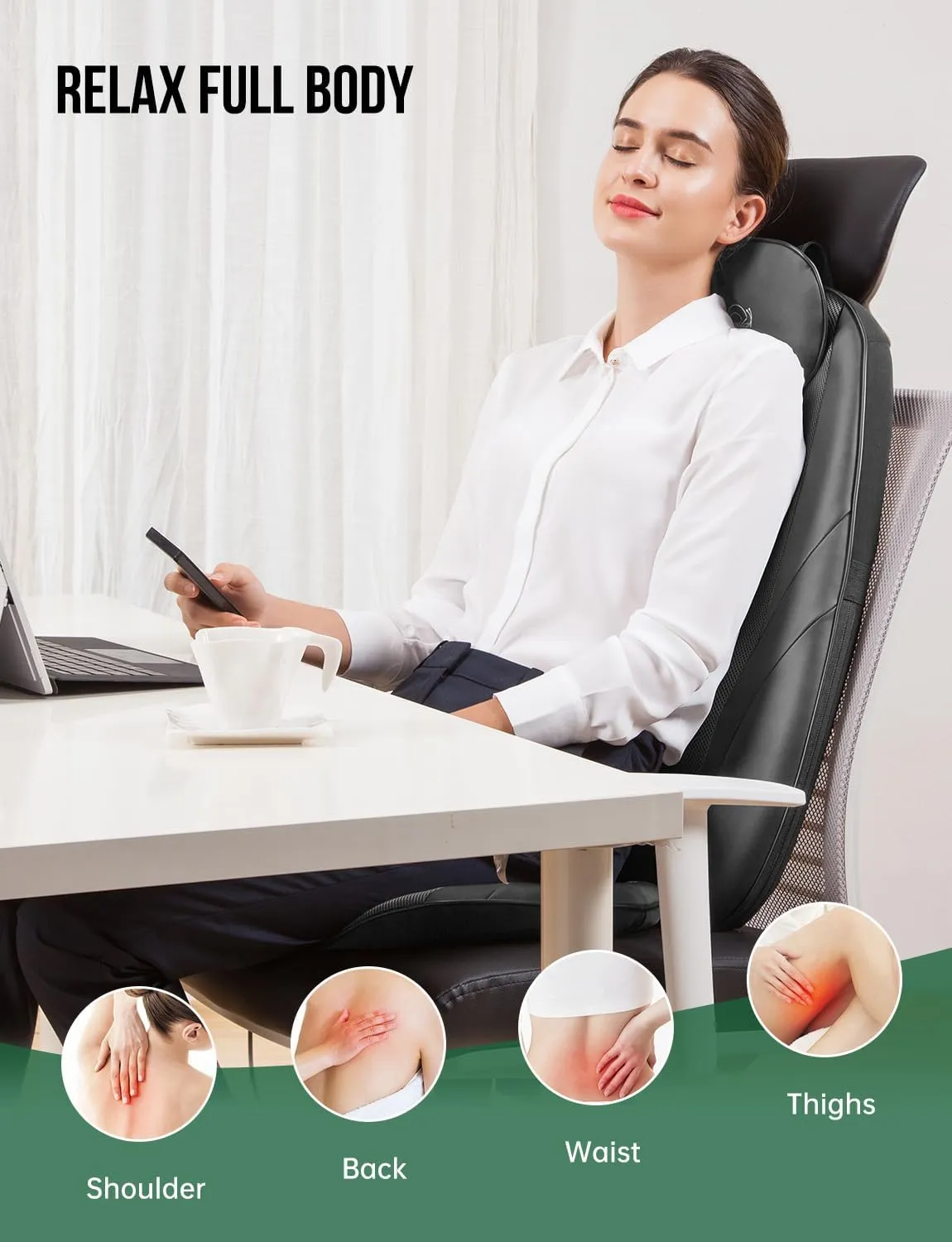 Shiatsu Massage Cushion with Heat Massage Chair Pad Kneading Back Massager