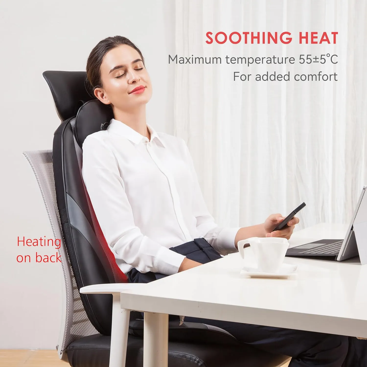 Shiatsu Massage Cushion with Heat Massage Chair Pad Kneading Back Massager