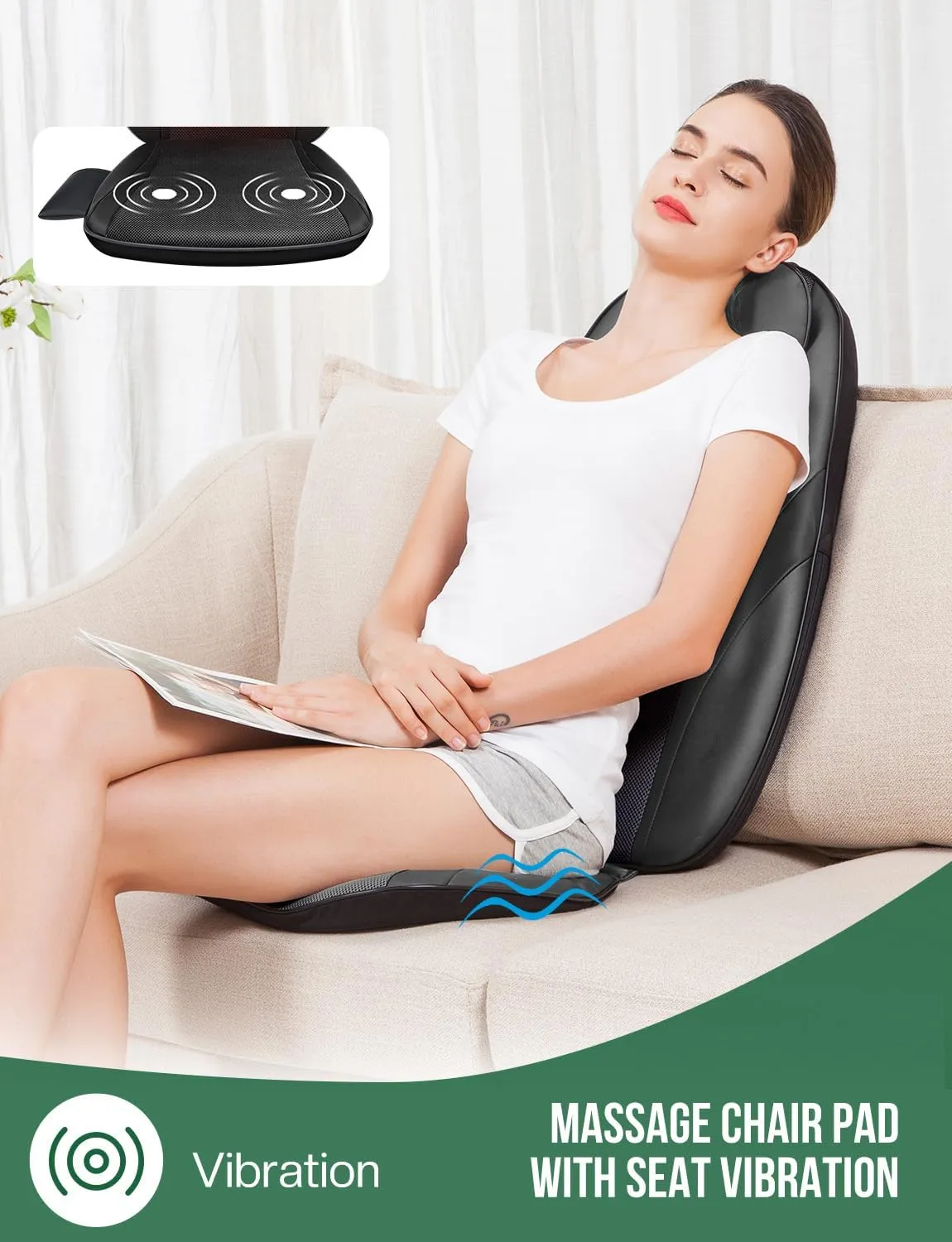 Shiatsu Massage Cushion with Heat Massage Chair Pad Kneading Back Massager