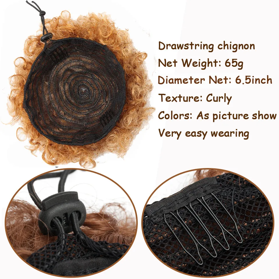 Short High Afro Puff Drawstring Ponytail