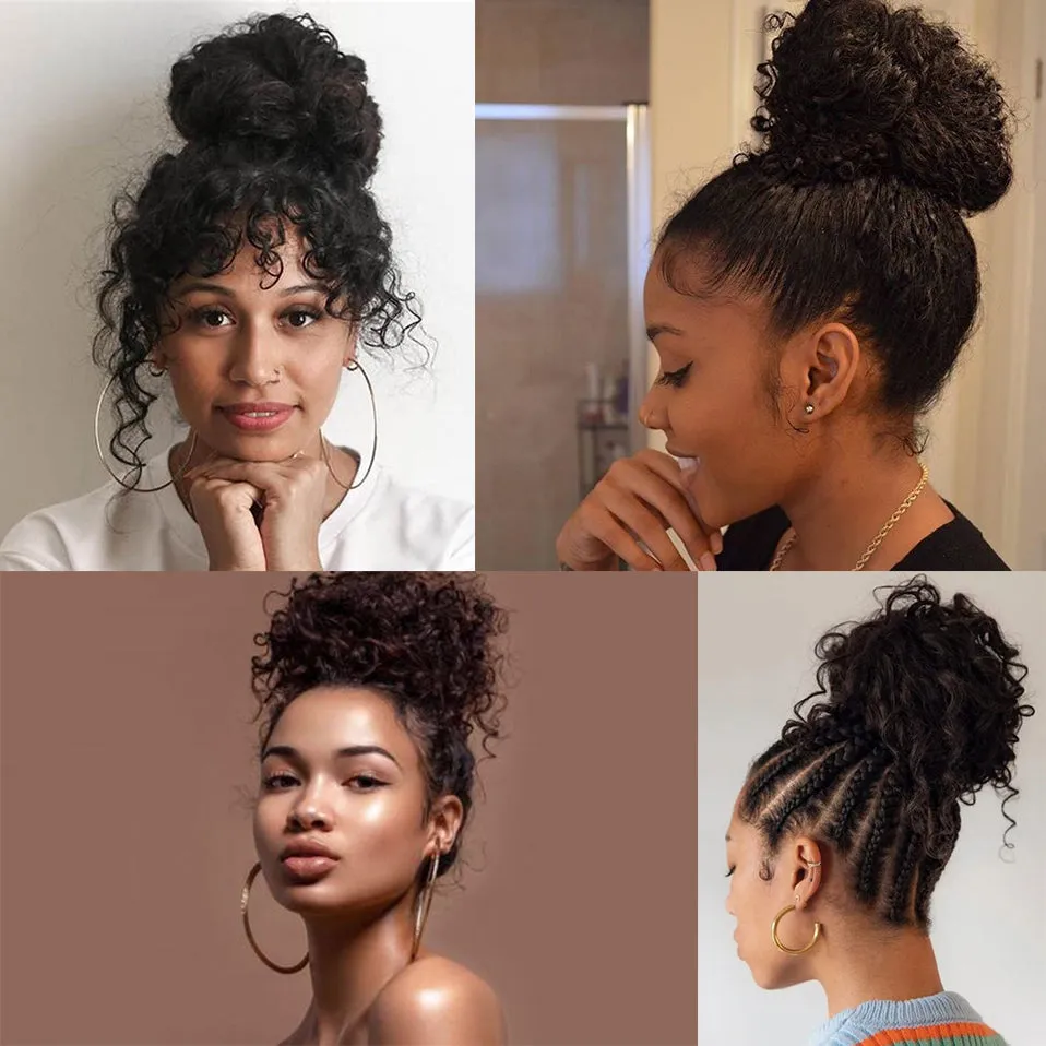 Short High Afro Puff Drawstring Ponytail