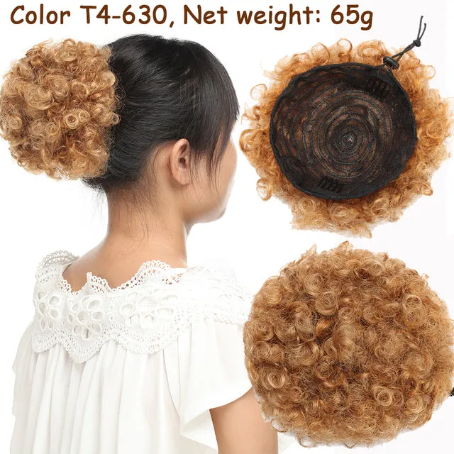 Short High Afro Puff Drawstring Ponytail