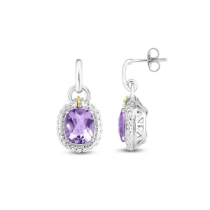 Silver & 18K Gold Amethyst Drop Earrings