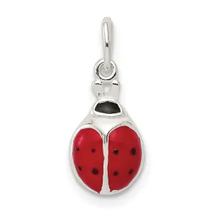 Silver Polished Concaved Enamel Lady Bug Charm