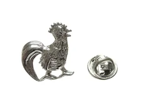 Silver Toned Chicken Lapel Pin