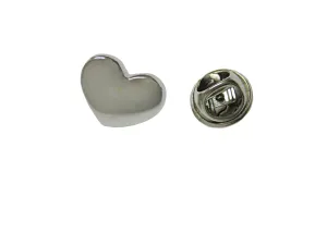 Silver Toned Curved Heart Wedding Lapel Pin