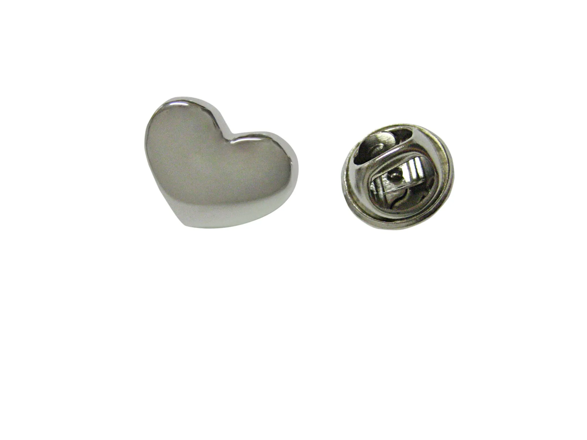 Silver Toned Curved Heart Wedding Lapel Pin