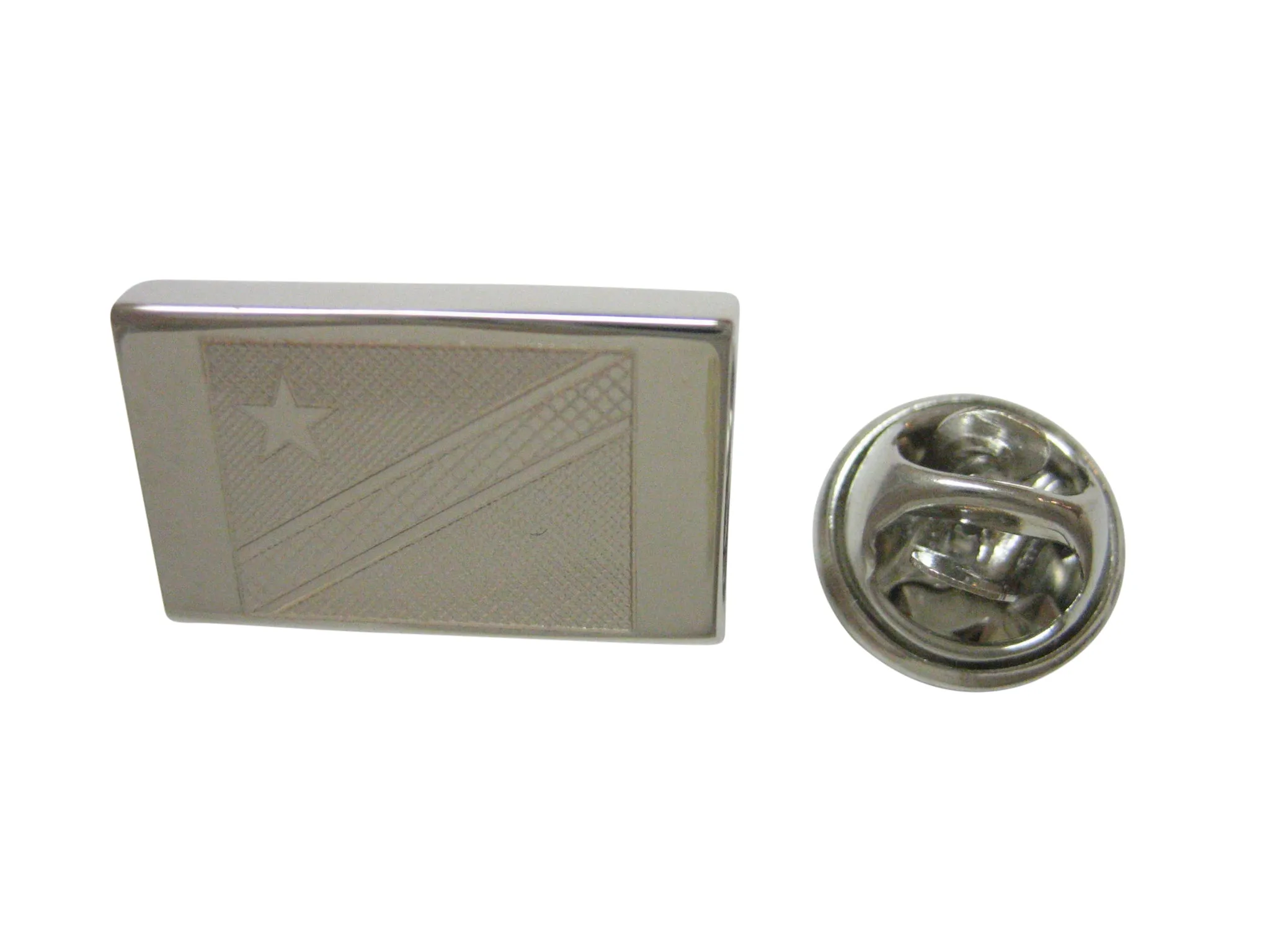 Silver Toned Etched Democratic Republic of Congo Flag Lapel Pin
