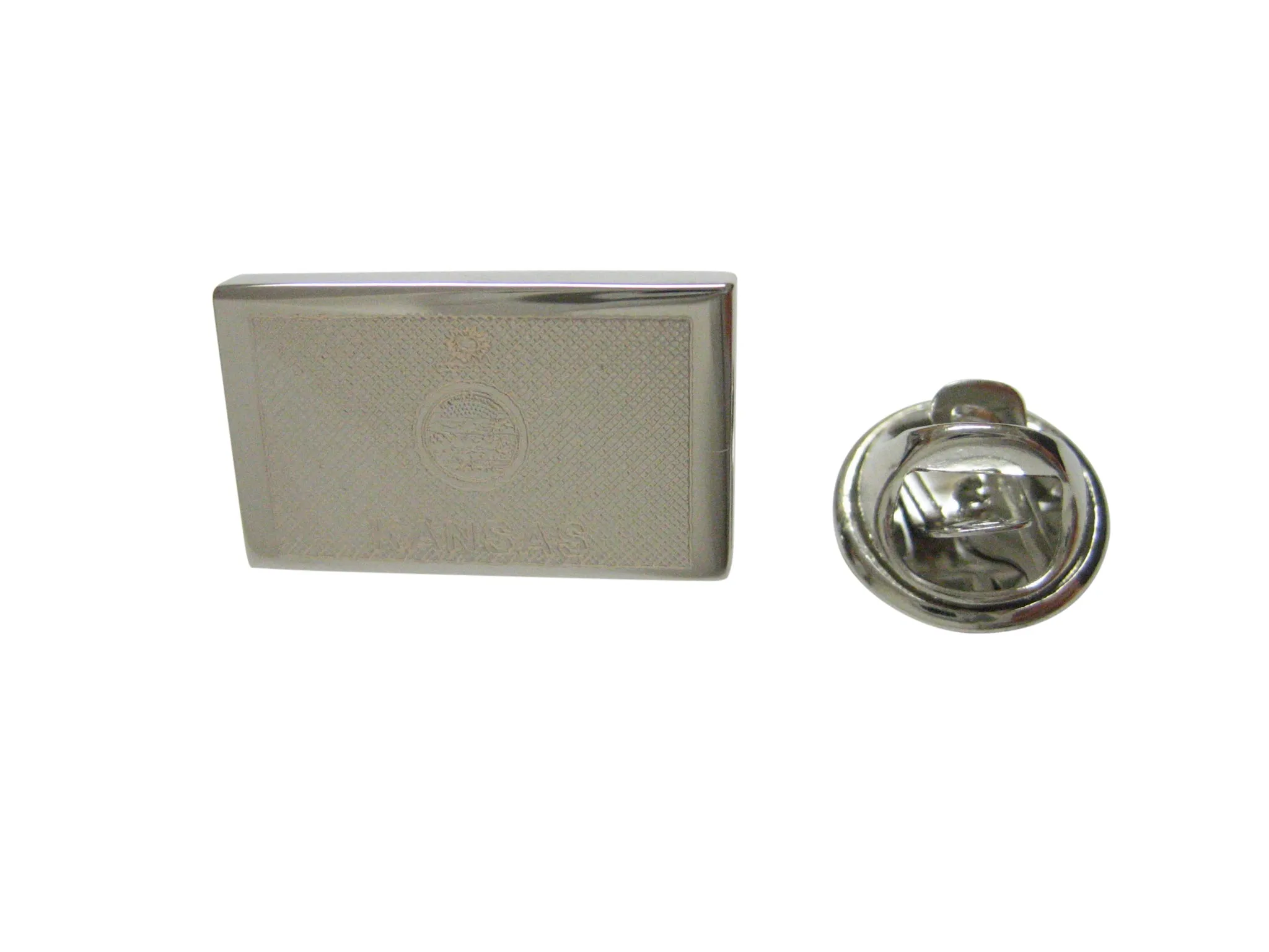 Silver Toned Etched Kansas State Flag Lapel Pin