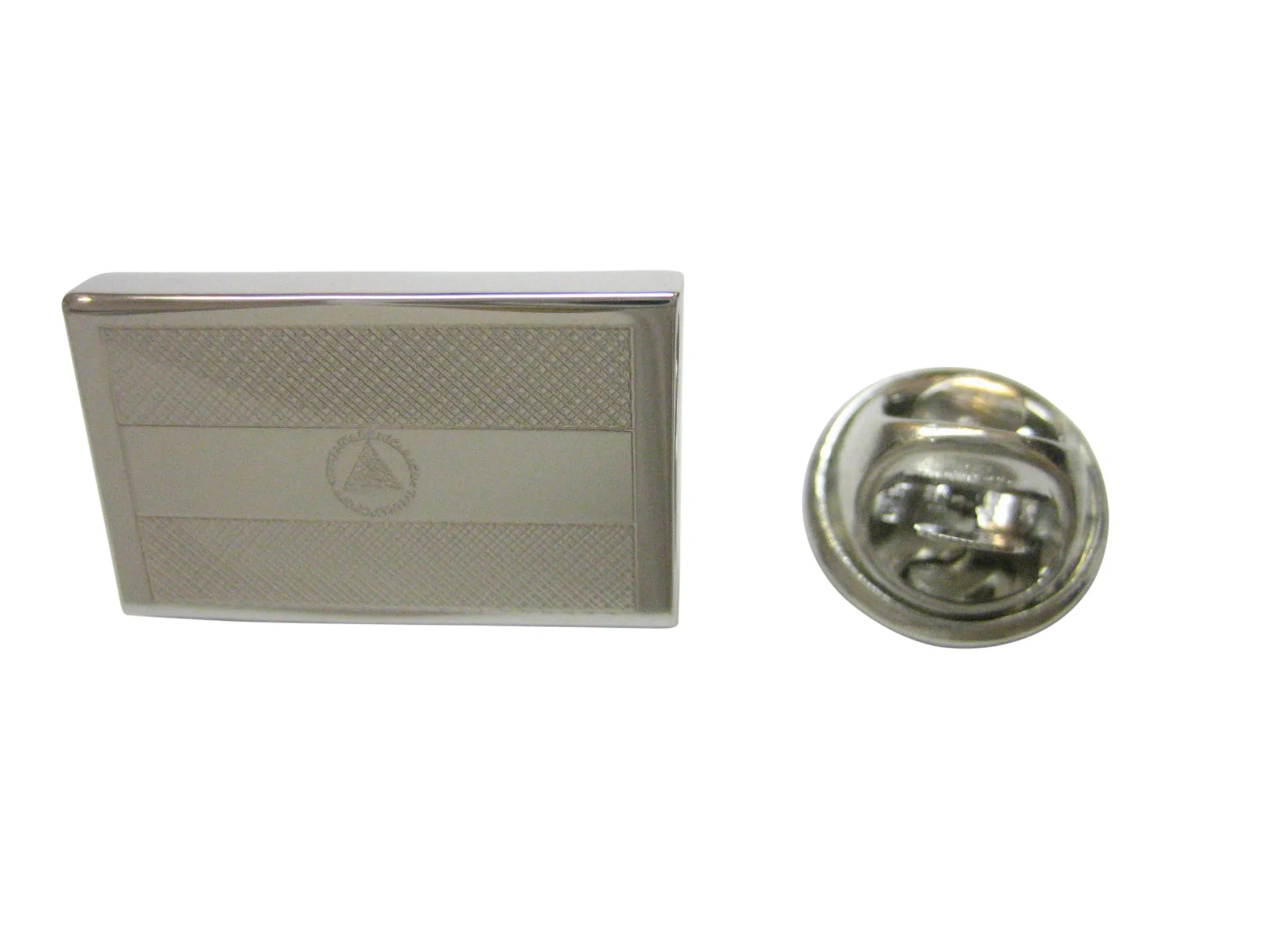 Silver Toned Etched Nicaragua Flag Lapel Pin