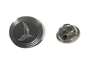 Silver Toned Etched Oval Hawk Bird Lapel Pin