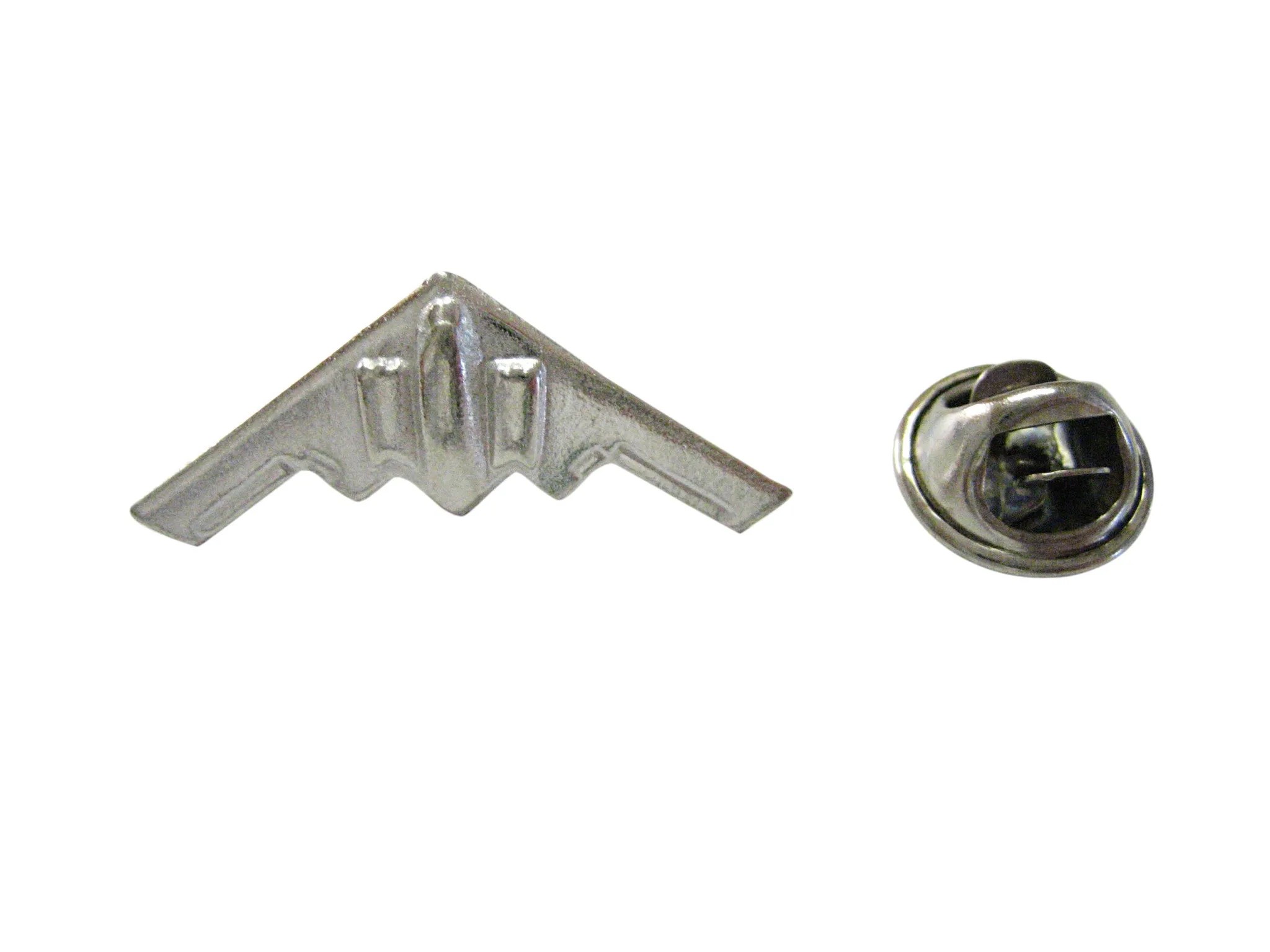 Silver Toned Stealth Bomber Plane Lapel Pin