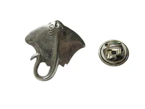 Silver Toned Textured Sting Ray Lapel Pin