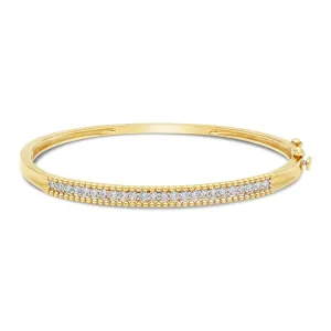 Simple Diamond Row Bangle in Yellow Gold