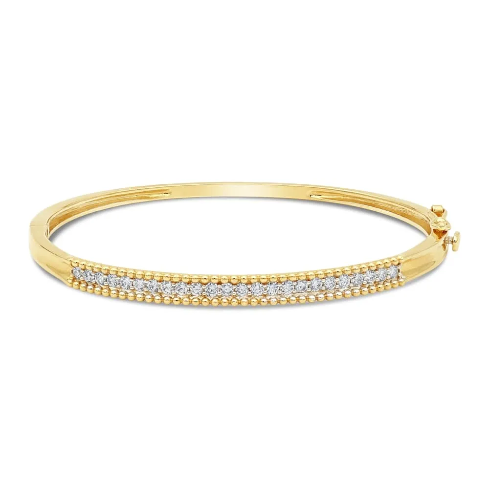 Simple Diamond Row Bangle in Yellow Gold