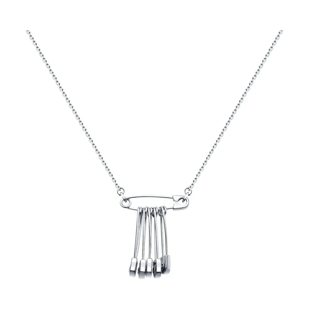 SKLV by SOKOLOV - Silver Safety Pins On A Safety Pin Necklace