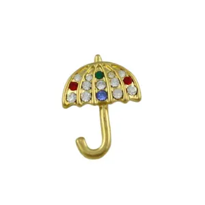 Small Colorful Crystal Umbrella Lapel Tac Pin - SPF640