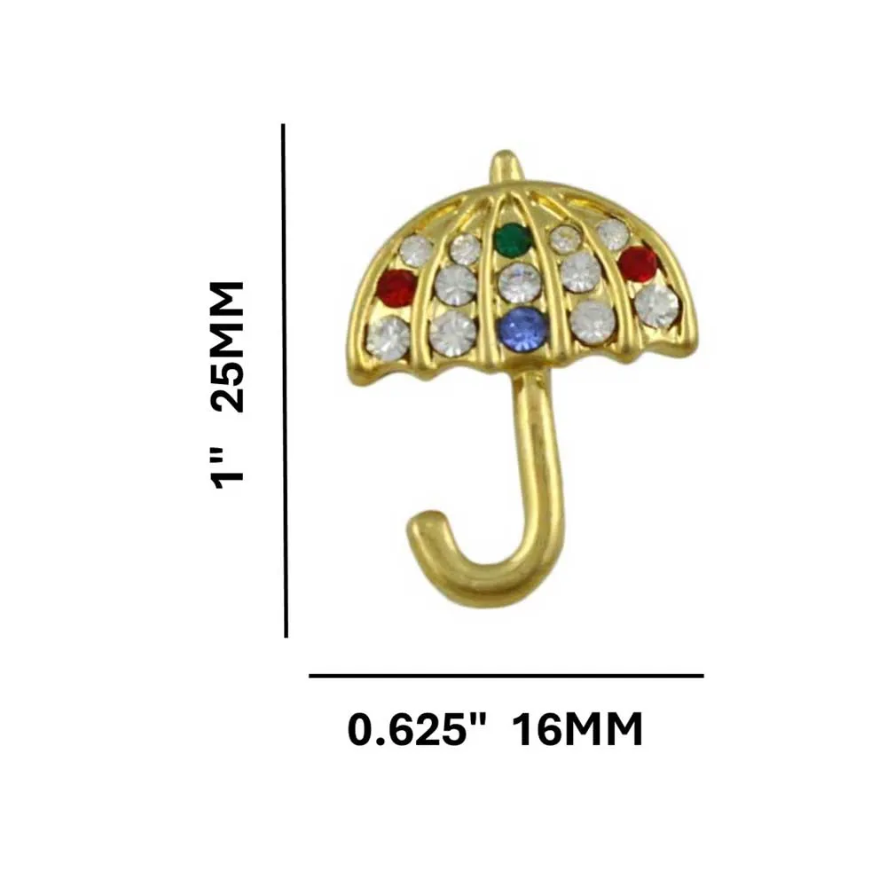 Small Colorful Crystal Umbrella Lapel Tac Pin - SPF640